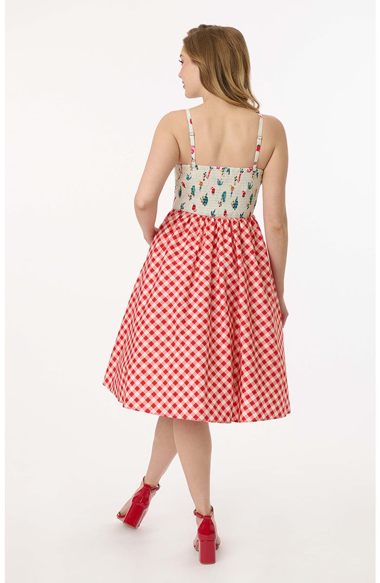 Unique Vintage Rockie Swing Dress, Alternate, color, Red Gingham Mickey