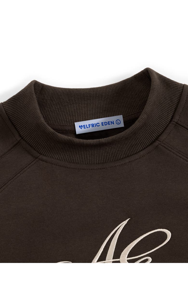 Mock Neck Logo Embroidered Sweatshirt, Alternate, color, Brown