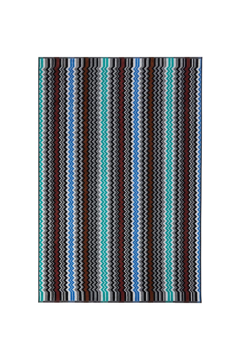 Neoclassic 150x100 Cm Beach Towel In Zigzag Cotton Terry, Alternate, color, Black