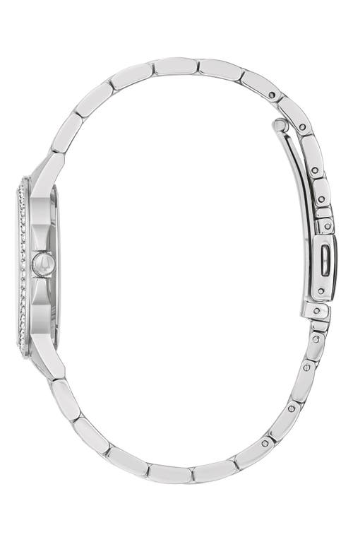 Bulova Crystal Embellished Three Hand Quartz Bracelet Watch, 32mm In Silver