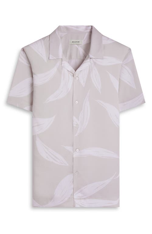 Bugatchi Jackson Leaf Print Lyocell Camp Shirt In Almond