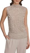 Donna Karan New York Foil Print Sleeveless Funnel Neck Top