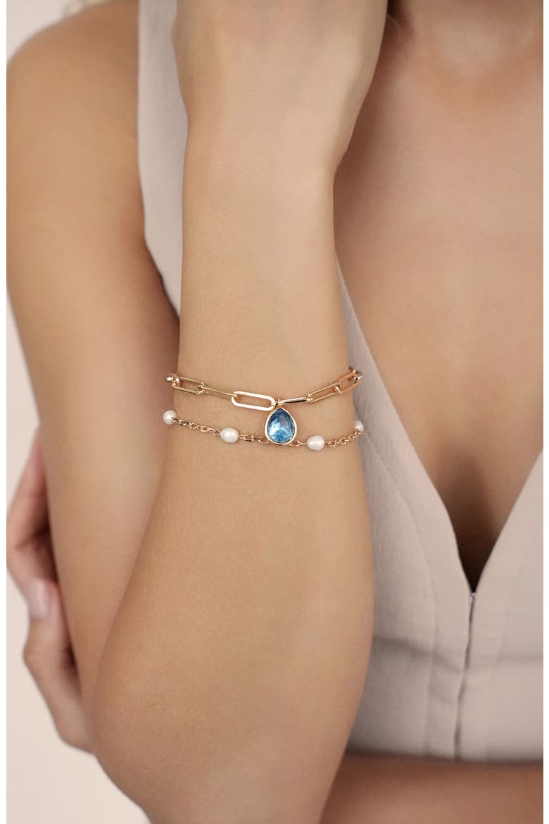 Set of Two Radiant Link Bracelets, Alternate, color, BLUE/ GOLD