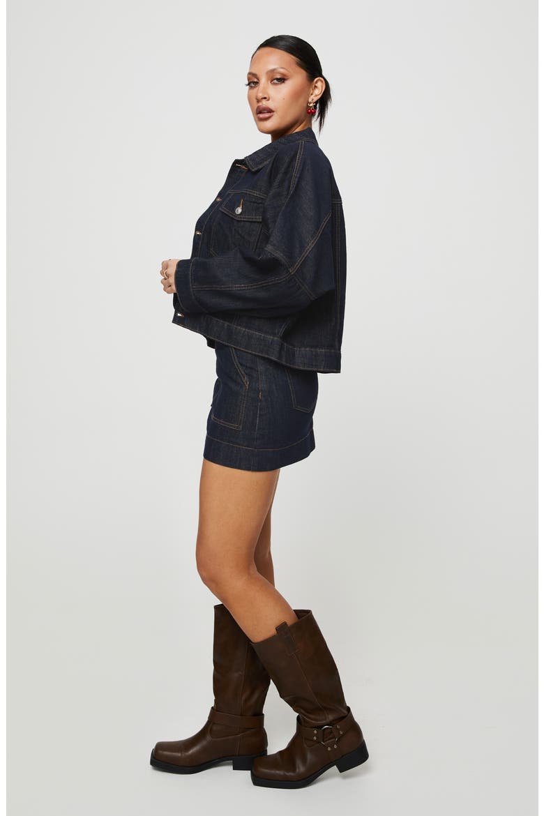Hughes Patch Pocket Denim Miniskirt, Alternate, color, BLUE