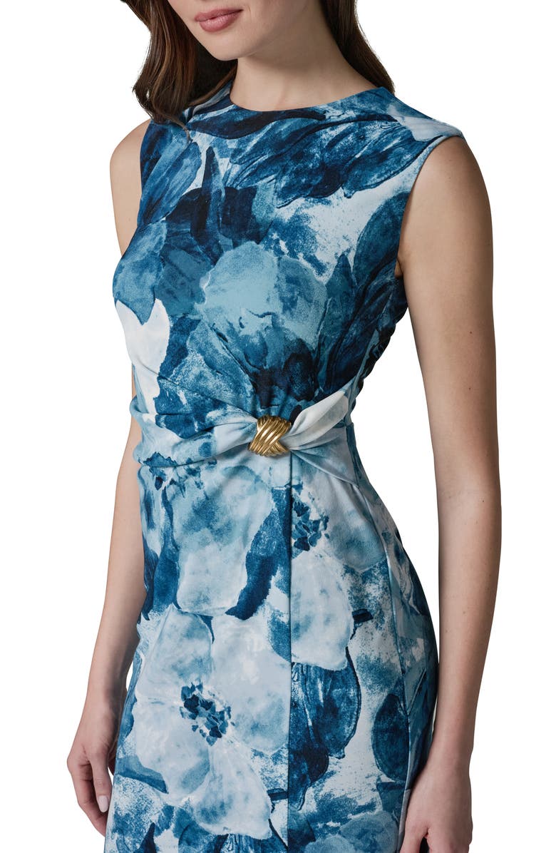 Donna Karan New York Gathered Waist Midi Dress, Alternate, color, Nightfall Multi