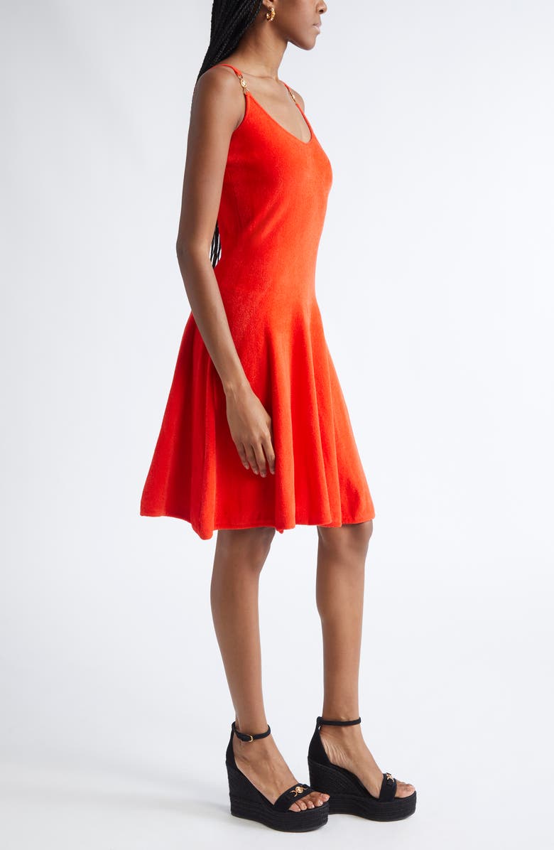 Versace Medusa '95 Chenille Fit & Flare Dress, Alternate, color, Bright Scarlet