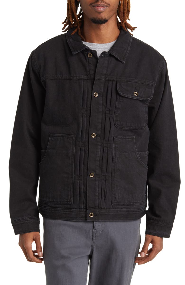 Vans Donato Denim & High Pile Fleece Trucker Jacket, Alternate, color, 