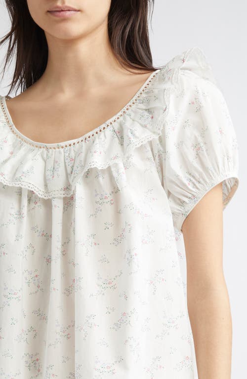 DOEN DÔEN SILVIE FLORAL PUFF SLEEVE ORGANIC COTTON 