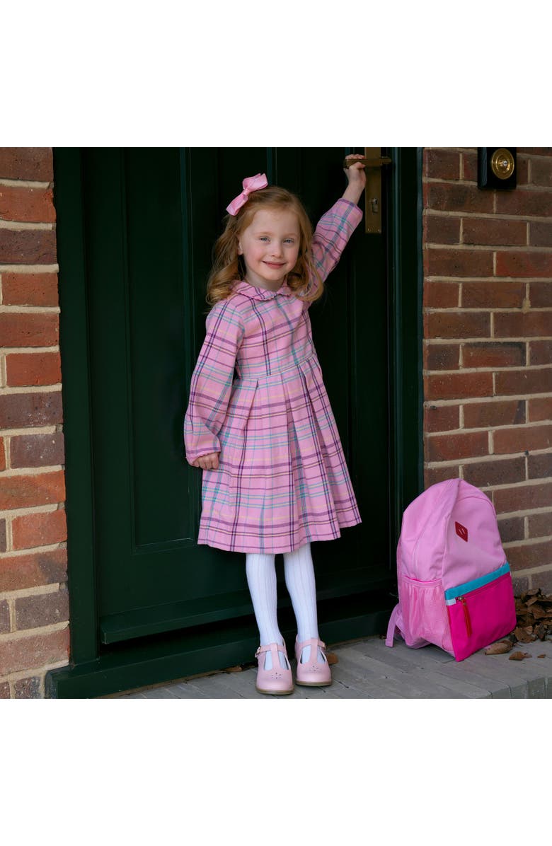 Rachel Riley Pink Check Pleated Dress, Alternate, color, Pink