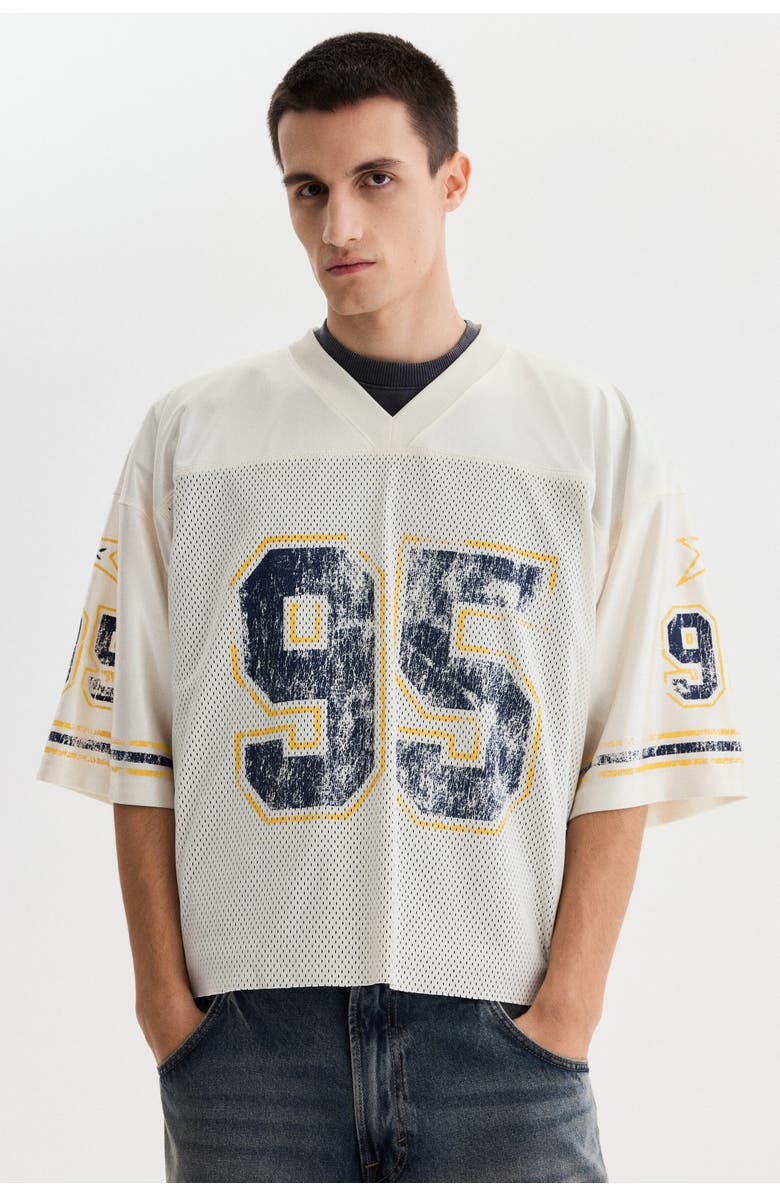 H&M Oversized Fit Printed Mesh T-shirt, Main, color, White/W. Coast 95
