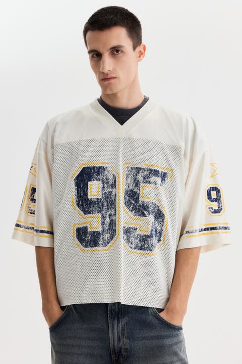 Oversized Fit Printed Mesh T-shirt