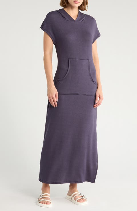 Hooded Short Sleeve Maxi Dress