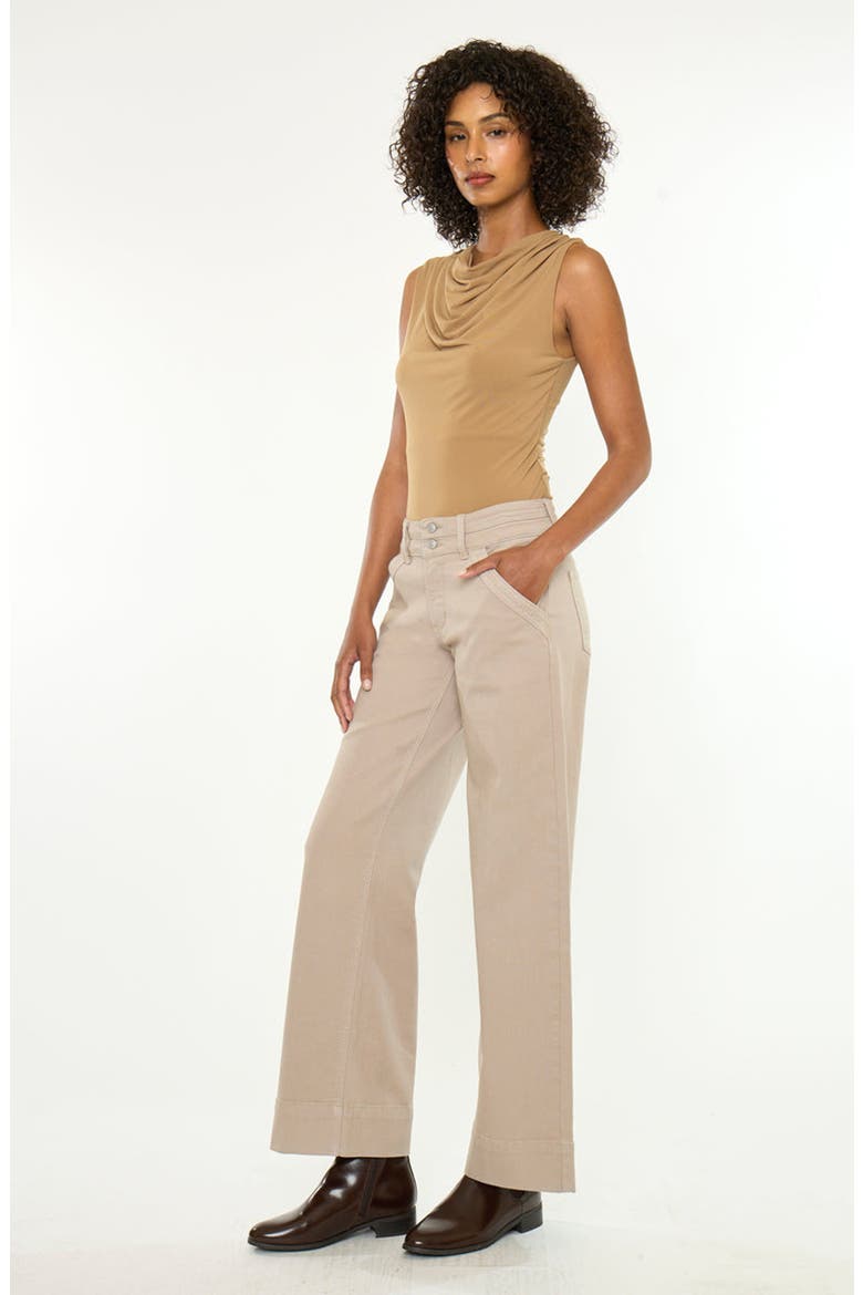 Tamryn Essentials Mid Rise Wide Flare Jeans, Alternate, color, Tan
