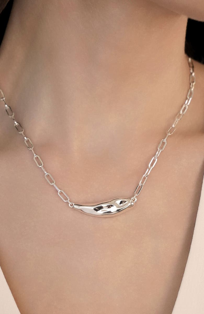 Ettika Metallic Flow Pendant Necklace, Alternate, color, Silver