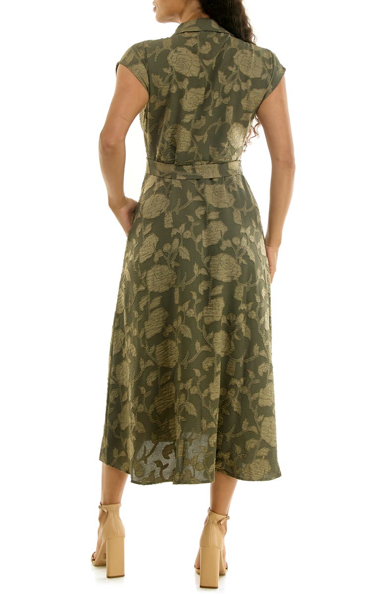 Nina Leonard Floral Cap Sleeve Shirtdress, Alternate, color, Dusty Sage