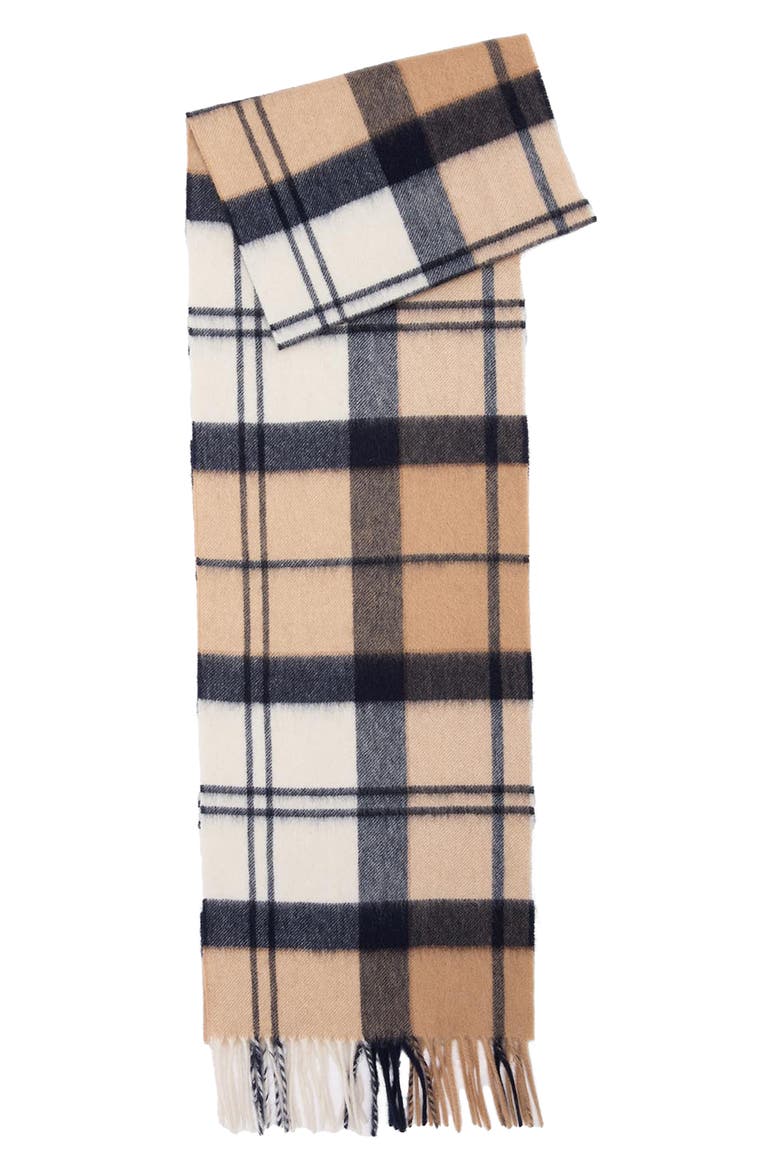 Tartan Cashmere Scarf, Alternate, color, HESSIAN NAVY