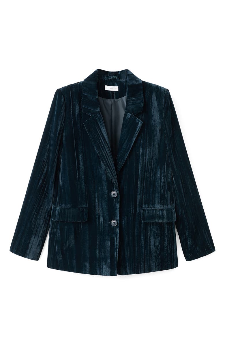 MANGO TEEN Crushed Velvet Blazer, Alternate, color, Navy