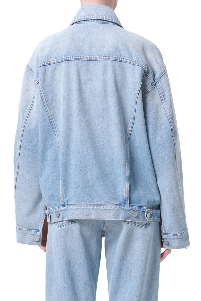 Evin Oversize Denim Trucker Jacket, Alternate, color, SCROLL LIGHT INDIGO