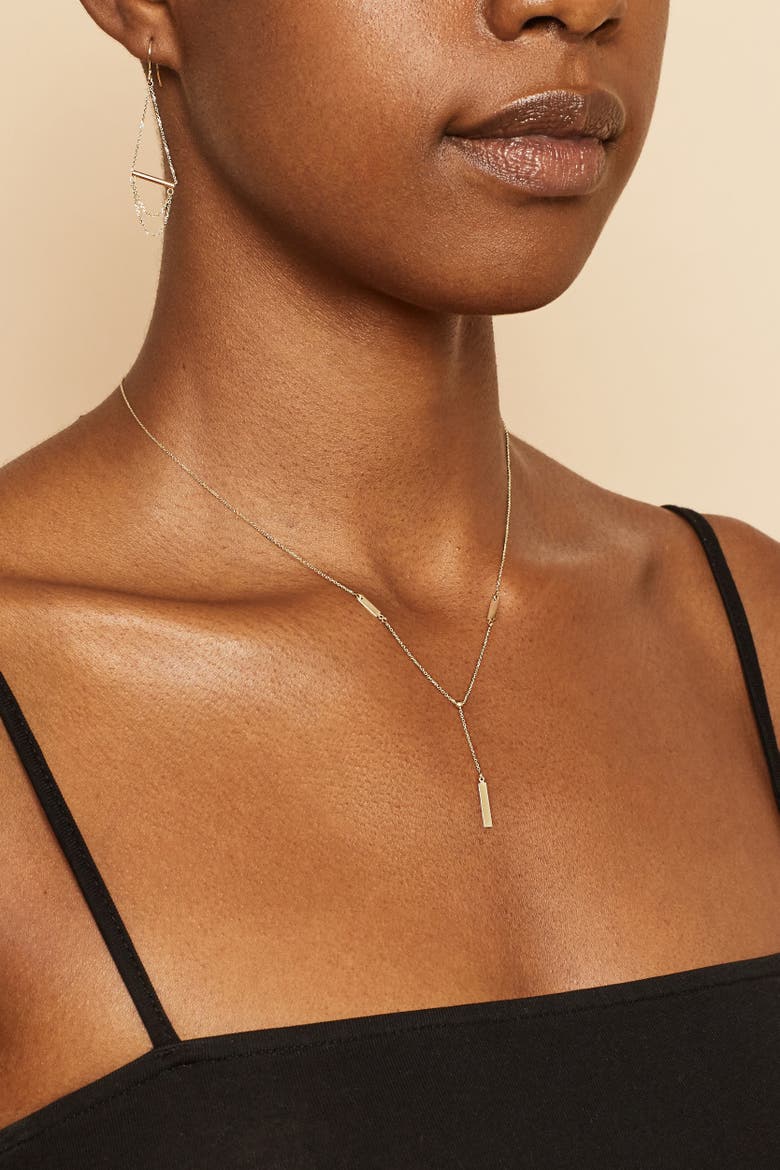 14K Gold Brooklyn Bar Drop Necklace, Alternate, color, Rose Gold