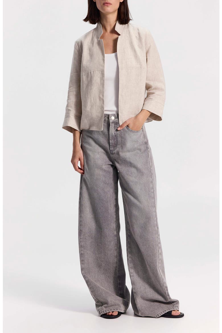 Mid-Rise Extra Wide-Leg Jeans with Raw Edge, Alternate, color, Grey Denim