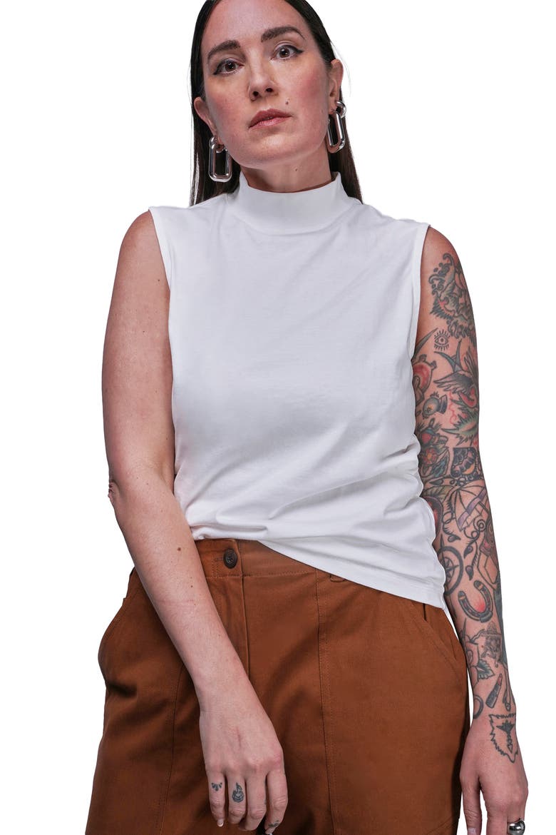 The Everyday Mock Neck Tank, Main, color, WHITE