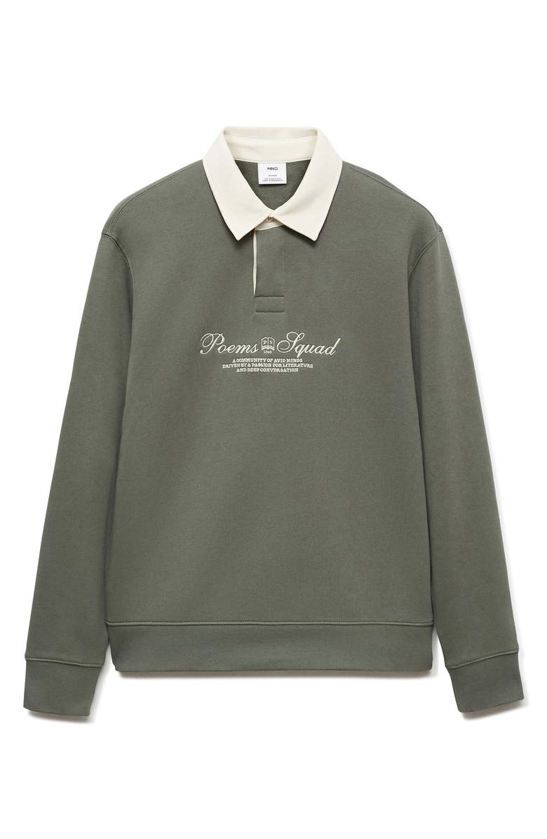 MANGO Poems Squad Cotton Polo Sweatshirt, Alternate, color, Green
