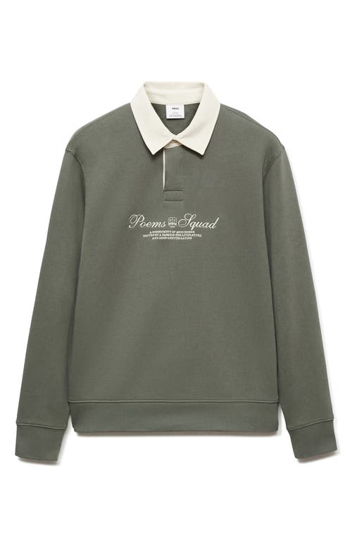 Mango Men's Front Text Polo Sweatshirt In Green