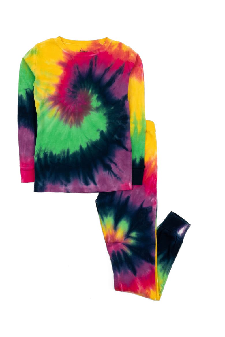 Kids Two-Piece Tie Dye Cotton Matching Family Pajamas, Main, color, Tie Dye Swirl Girls