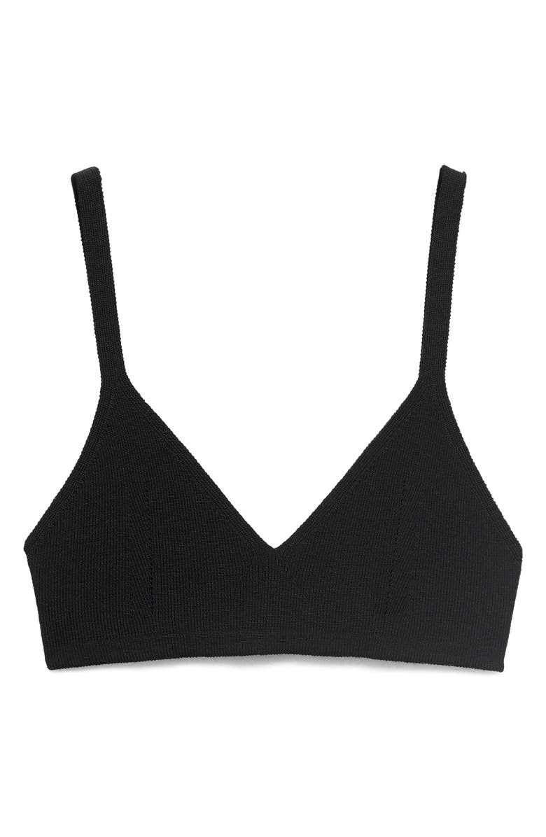 MANGO Knit Cropped Top, Alternate, color, Black