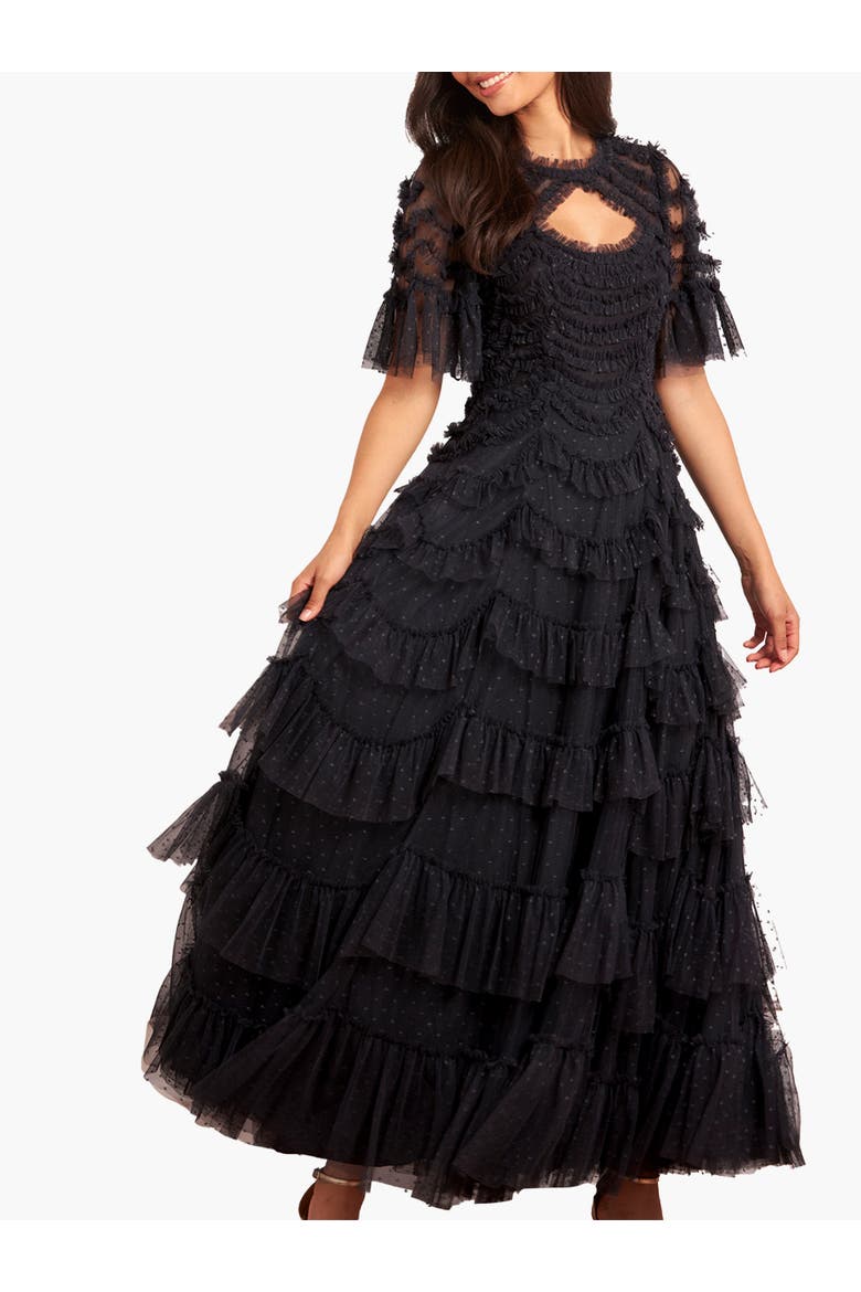 Aviana Short Sleeve Gown, Main, color, Graphite