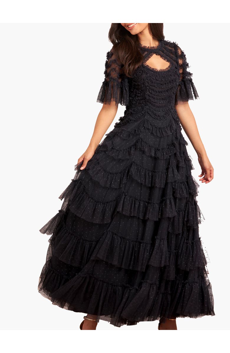 Needle & Thread Aviana Short Sleeve Gown, Main, color, Graphite