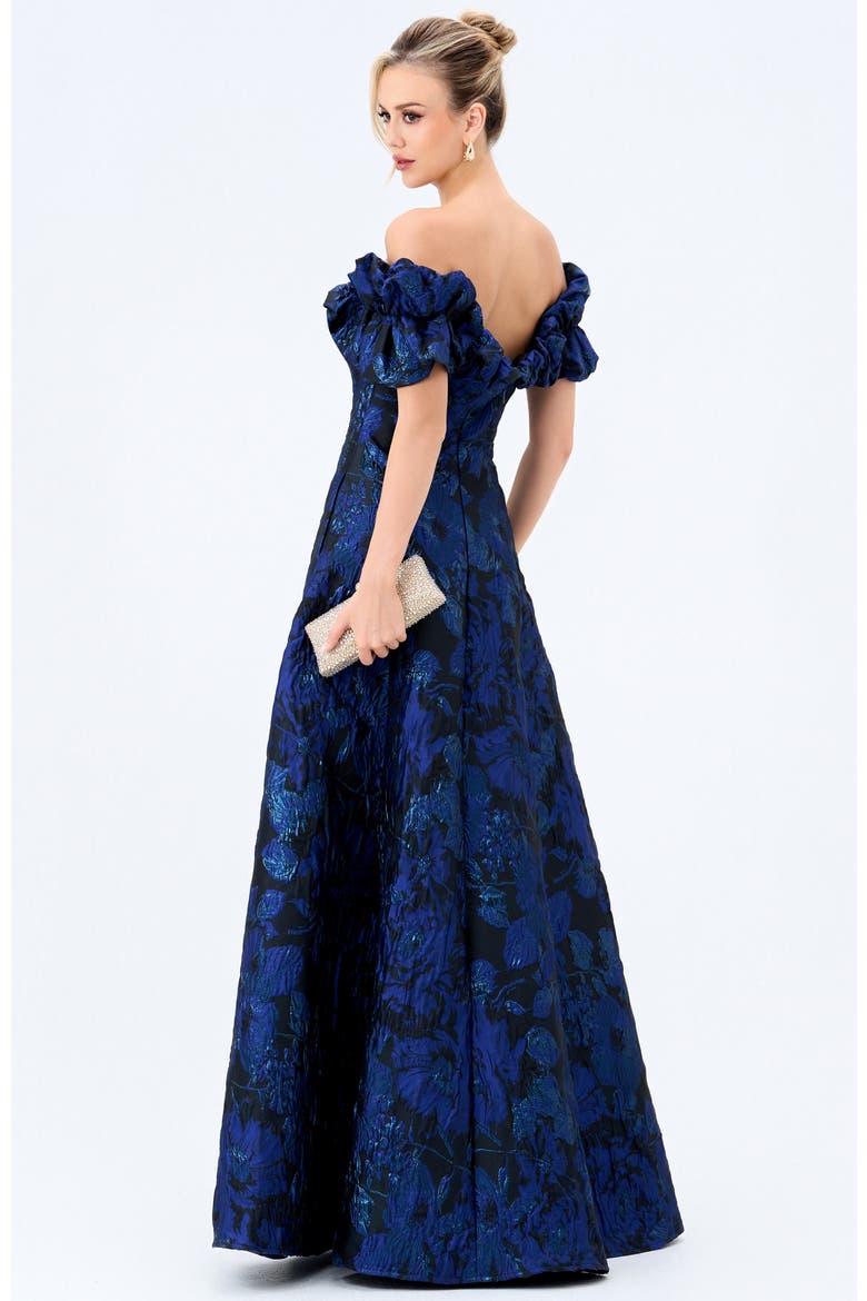 Maliyah Off Shoulder Gown, Alternate, color, NAVY