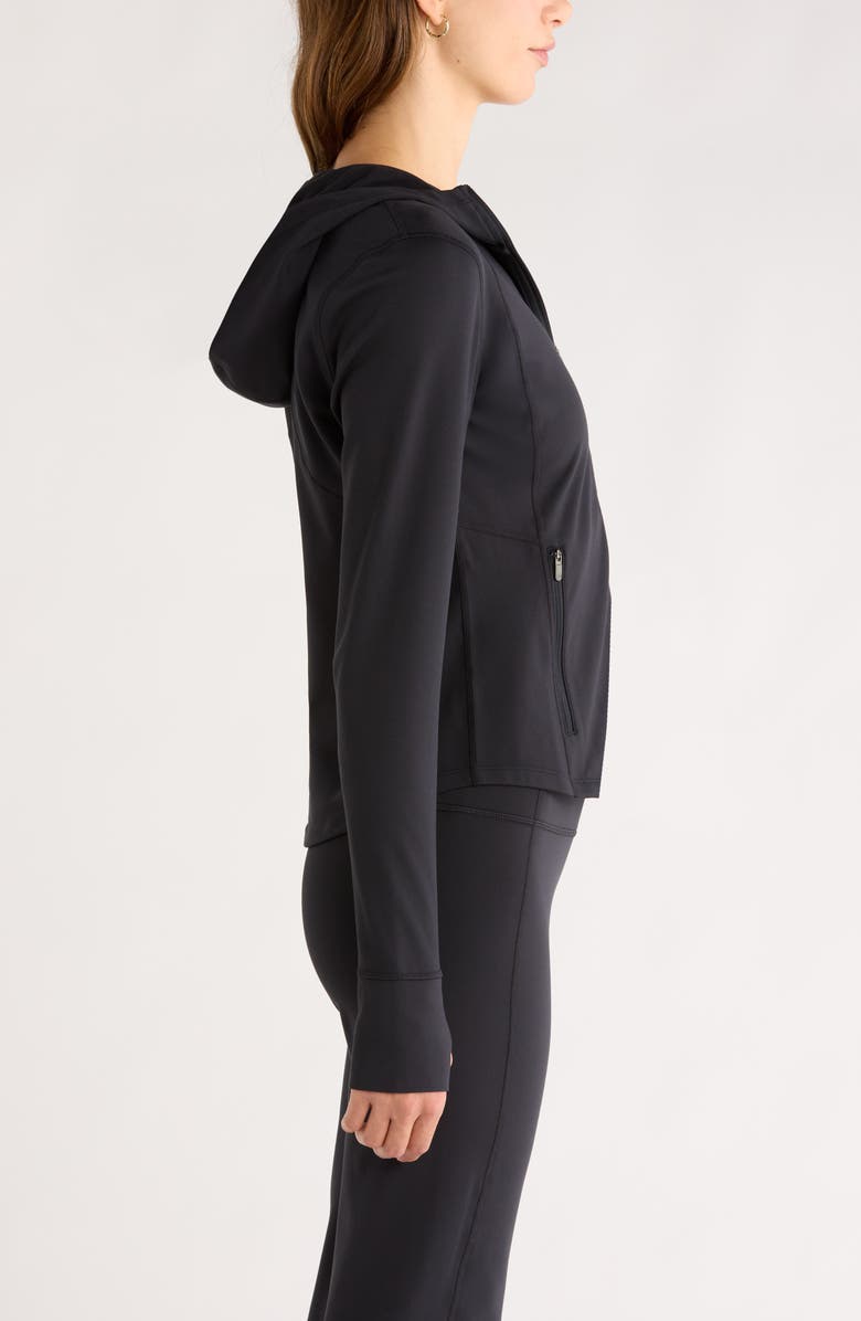 Zella Cozy Tech Zip Hooded Jacket, Alternate, color, Black
