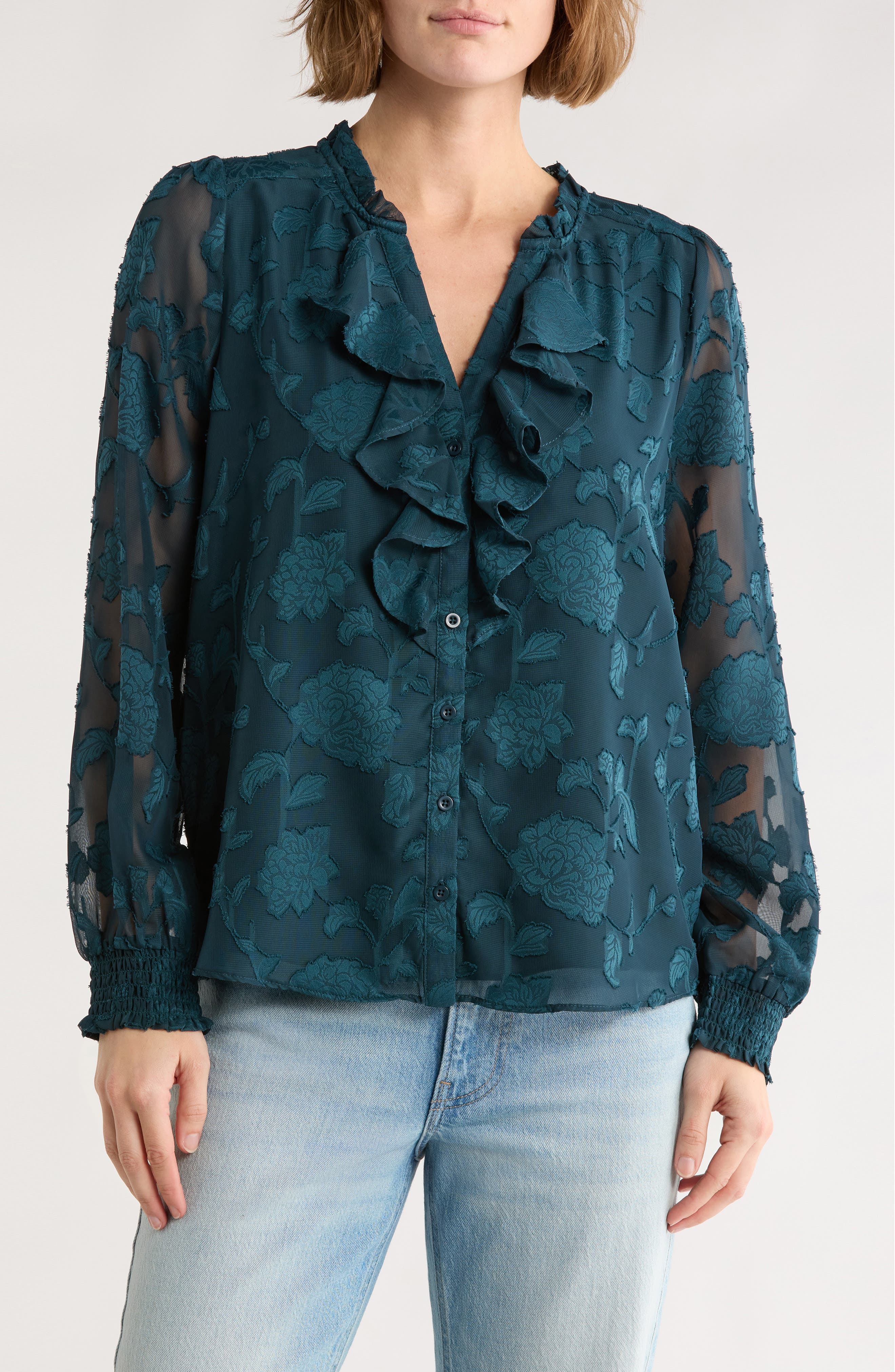 DR2 by Daniel Rainn Romantic Ruffle Button-Up Shirt