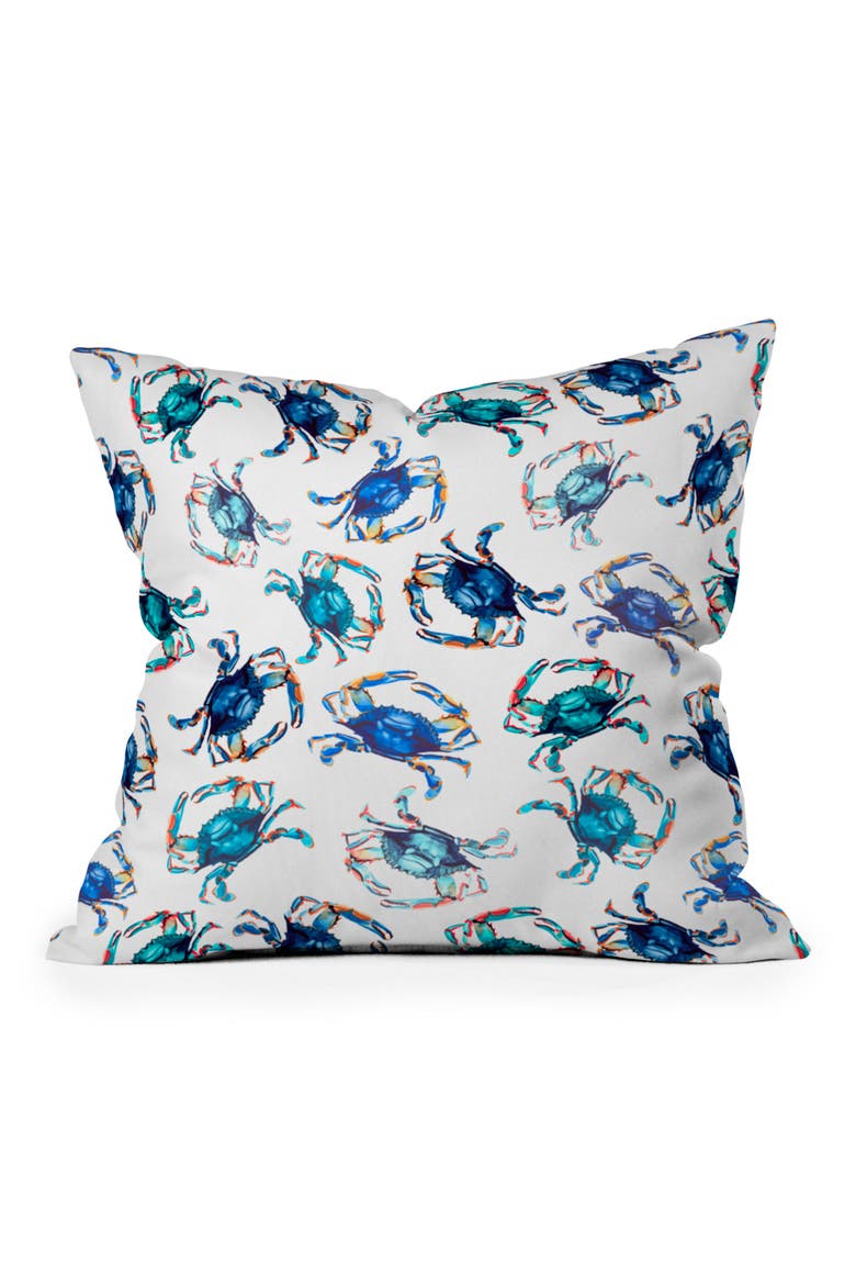 Blue Crab Square Throw Pillow, Main, color, BLUE