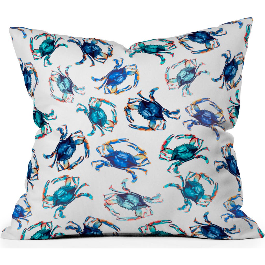 Deny Designs Blue Crab Square Throw Pillow In Blue