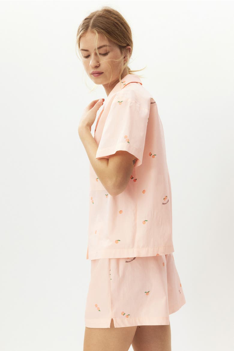 Pyjama Shirt And Shorts, Alternate, color, Light peach pink/apricots