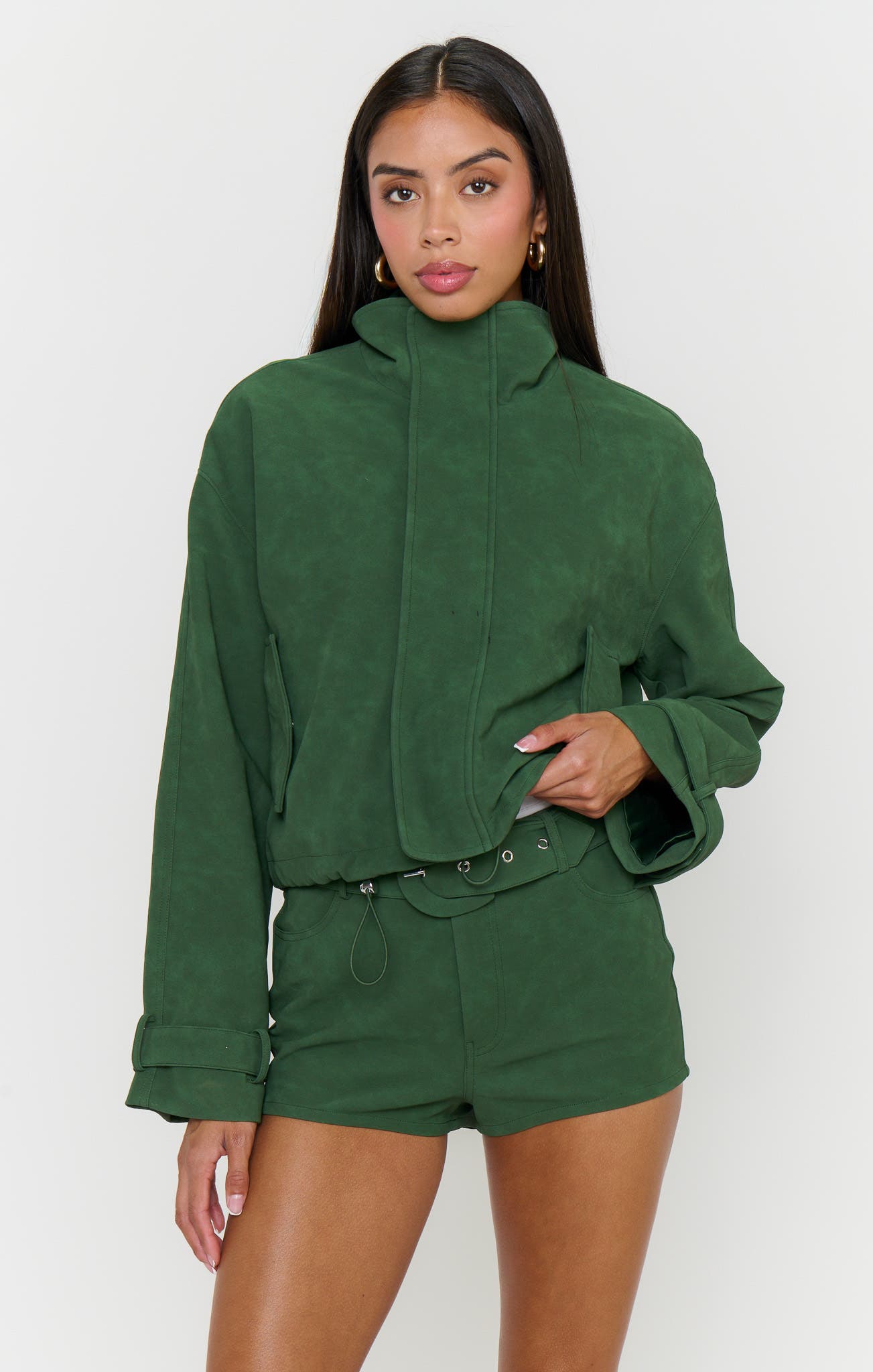 selected Green Faux Suede