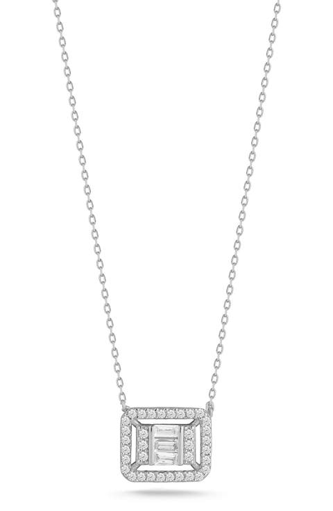 Sterling Silver CZ Pendant Necklace