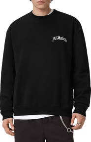 AllSaints Descent Oversize Embroidered Crewneck Sweatshirt