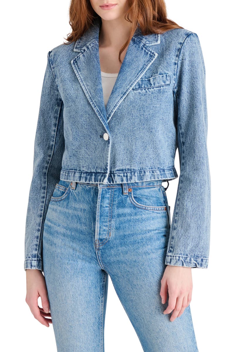 Steve Madden Tarin Crop Denim Blazer, Main, color, 
