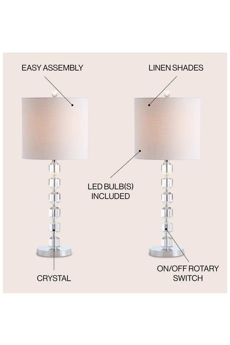 Cary 27.5" Modern Stacked Crystal/Metal LED Table Lamp, Chrome/Clear, Alternate, color, Chrome/Clear