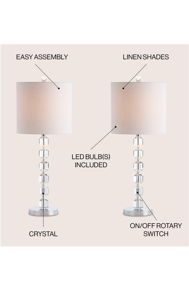 JONATHAN Y Cary 27.5" Modern Stacked Crystal/Metal LED Table Lamp, Chrome/Clear, Alternate, color, Chrome/Clear