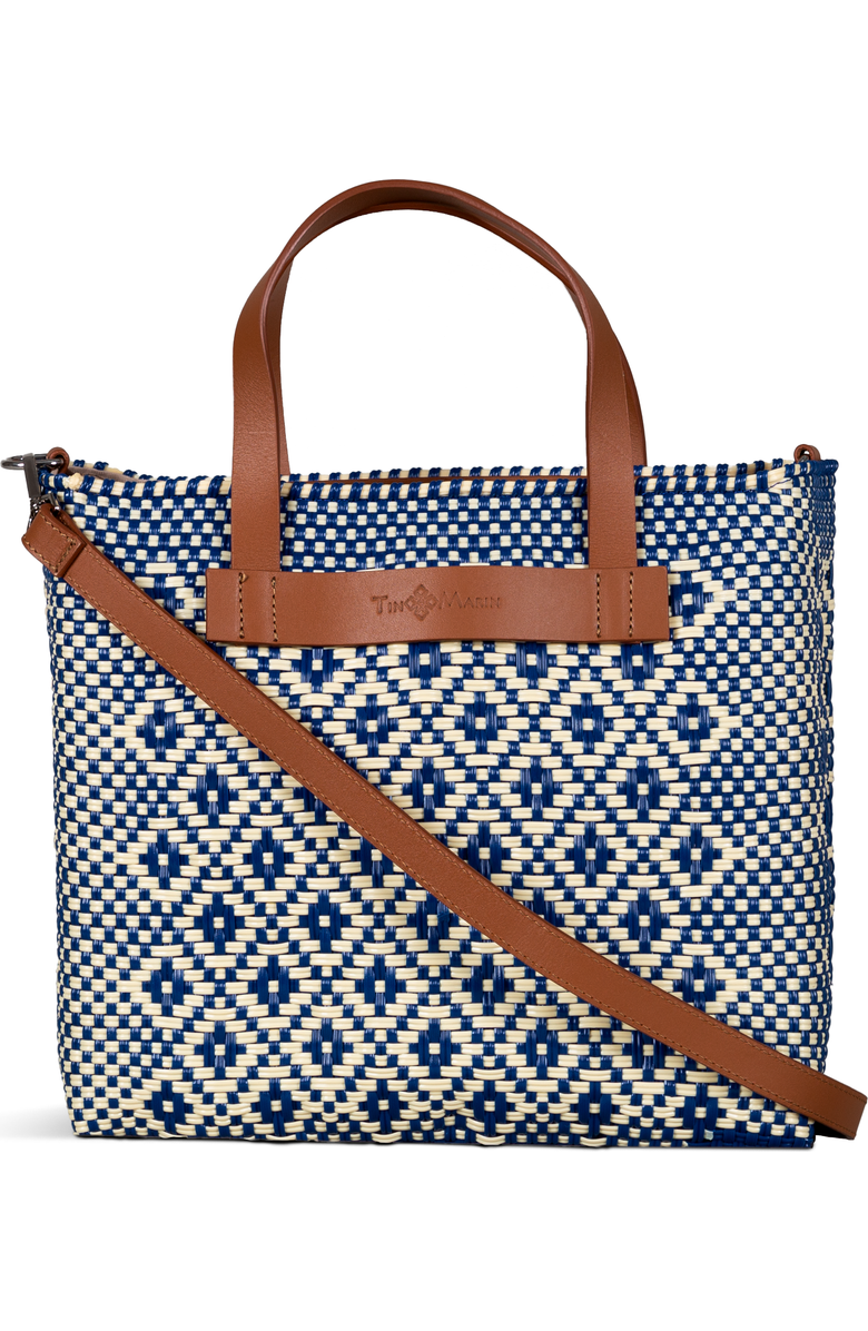 Tin Marin Mixte Large Woven Crossbody Bag, Main, color, Black & Tan