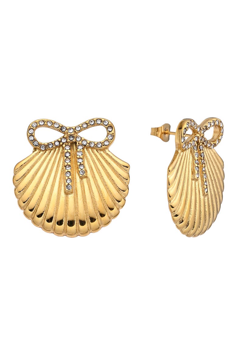 Eliana Shell Bow Earrings, Main, color, GOLD