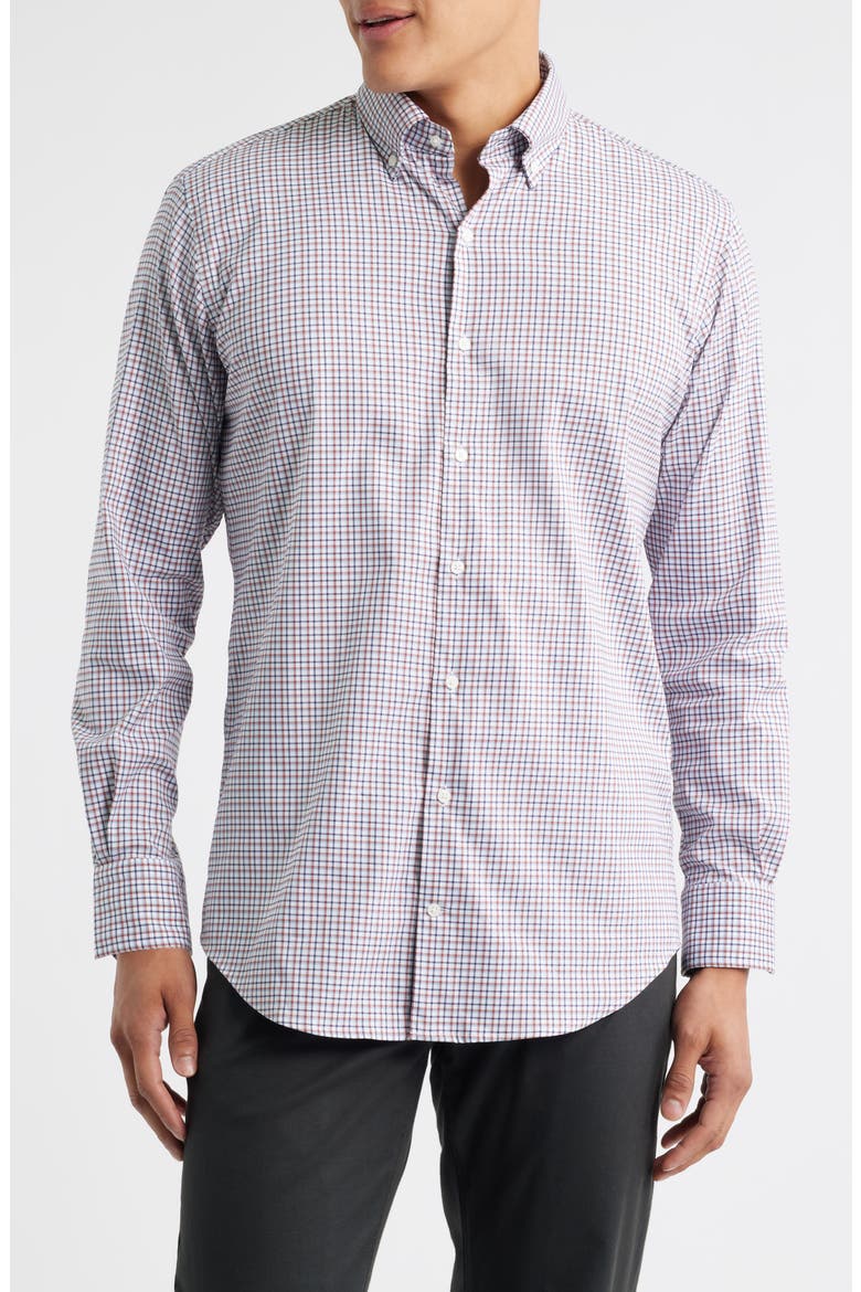 Julian Crown Light Plaid Button-Down Shirt, Main, color, NAVY