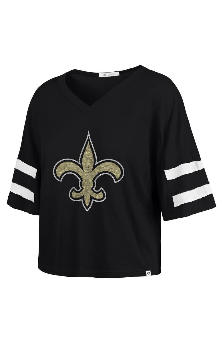 '47 Women's '47 Black New Orleans Saints Premier Scout Cropped V-Neck T-Shirt, Alternate, color, Black