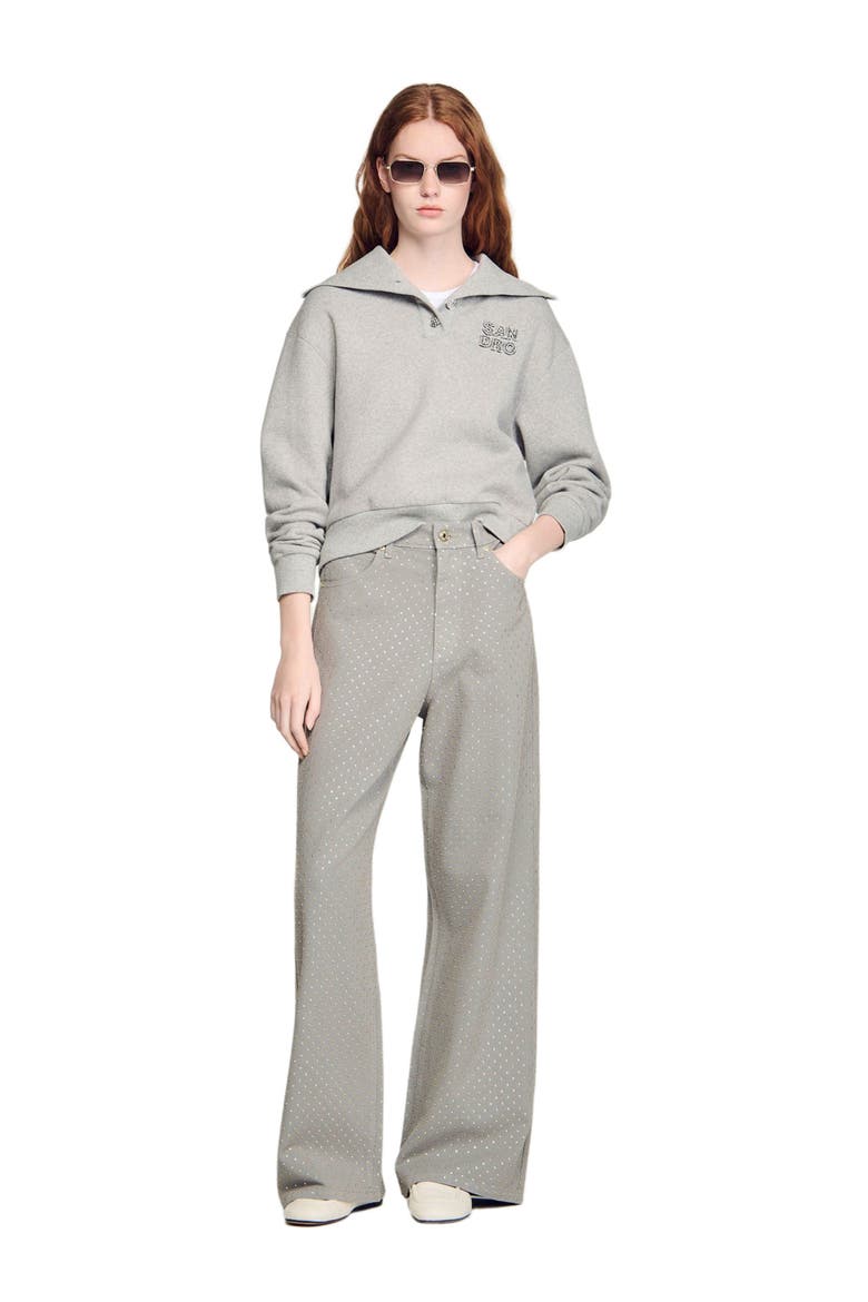 Rhinestone-embellished jeans, Alternate, color, Grey