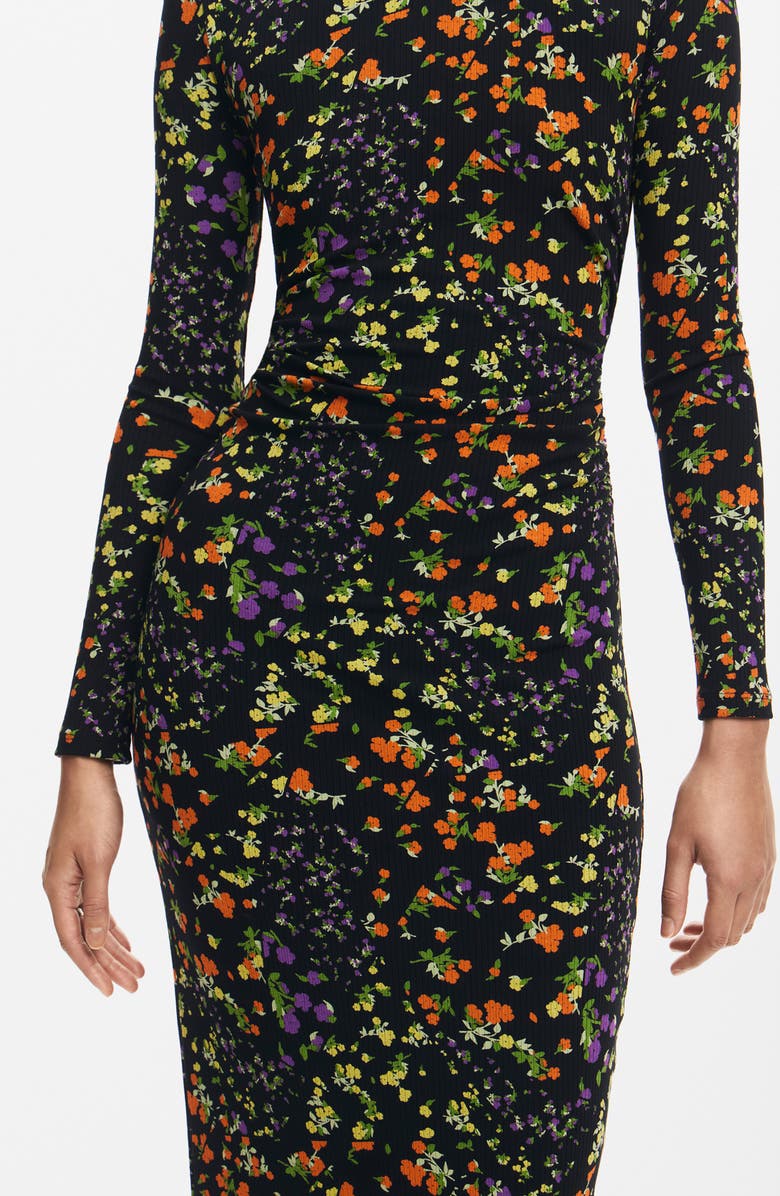 Desigual Nogen Floral Print Long Sleeve Dress, Alternate, color,