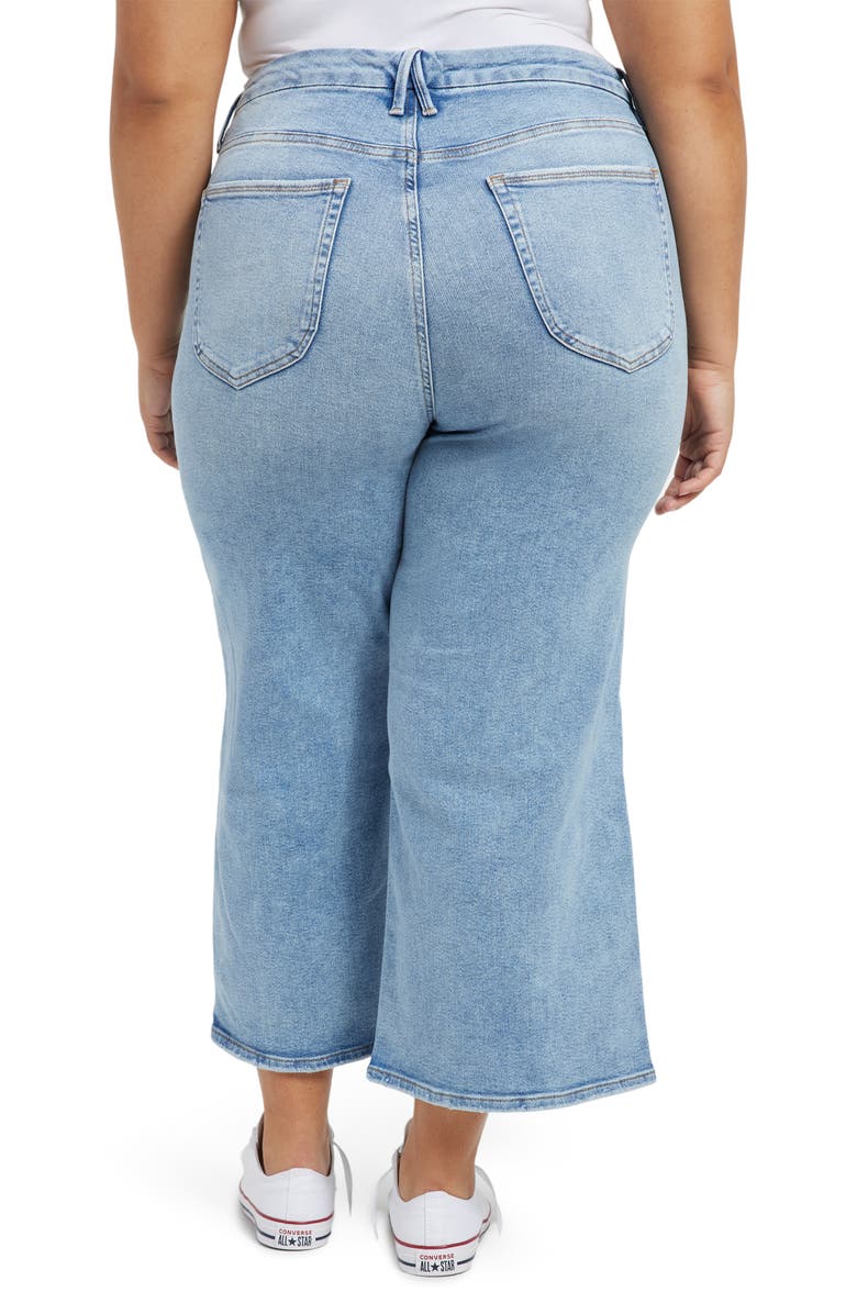 Good American Good Waist High Waist Crop Palazzo Jeans, Alternate, color, 